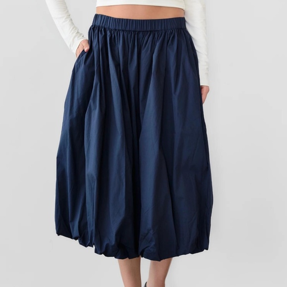 Bubble Midi Skirt in Navy Blue - Picture 1 of 6